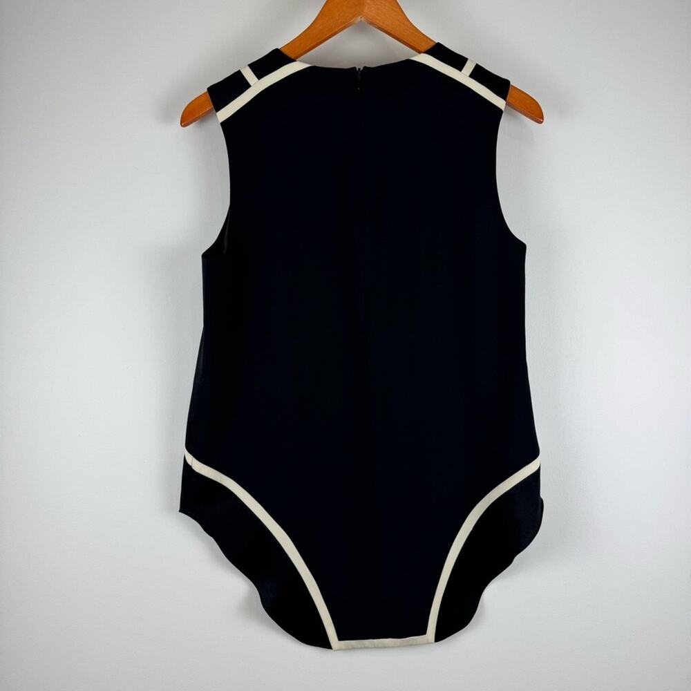 Rag & Bone Sleeveless Tuxedo Style Black Top with White Accents - Picture 6 of 11